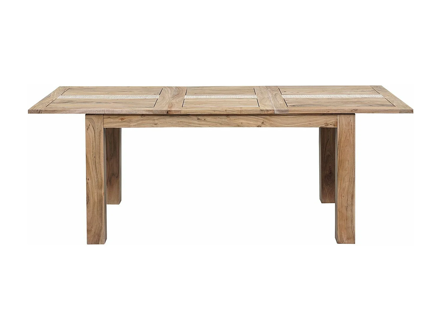 Table à manger plateau cannage 155 rallonge 60 | Acacia Tatoo II