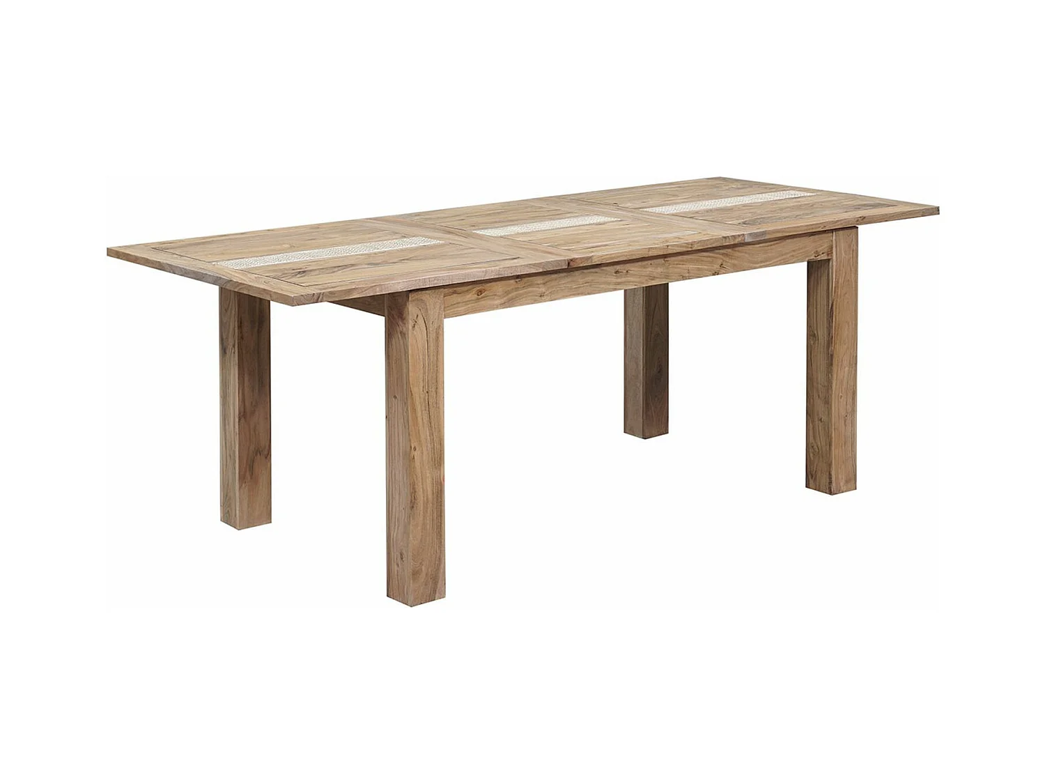Table à manger plateau cannage 155 rallonge 60 | Acacia Tatoo II