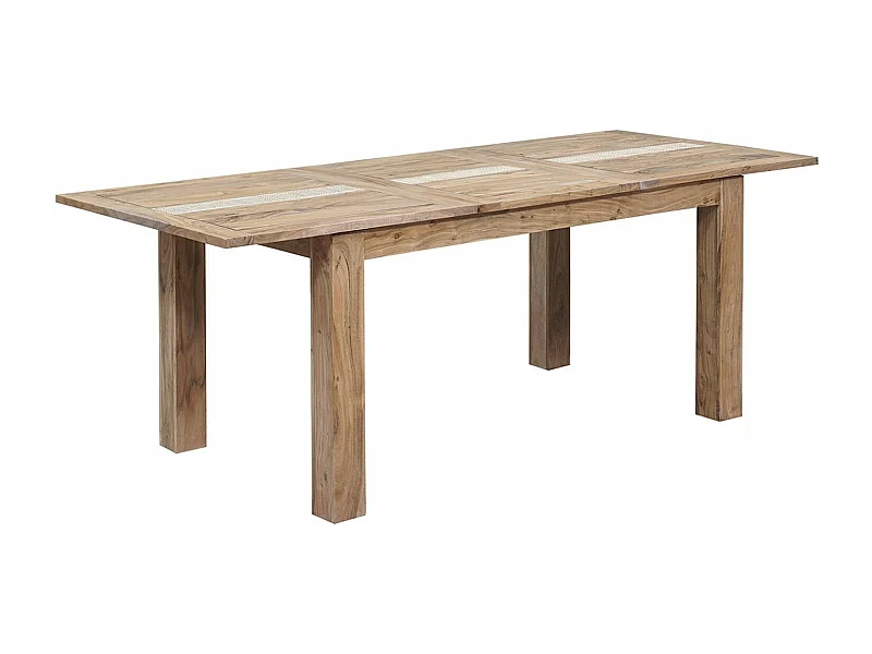 Table à manger plateau cannage 155 rallonge 60 | Acacia Tatoo II