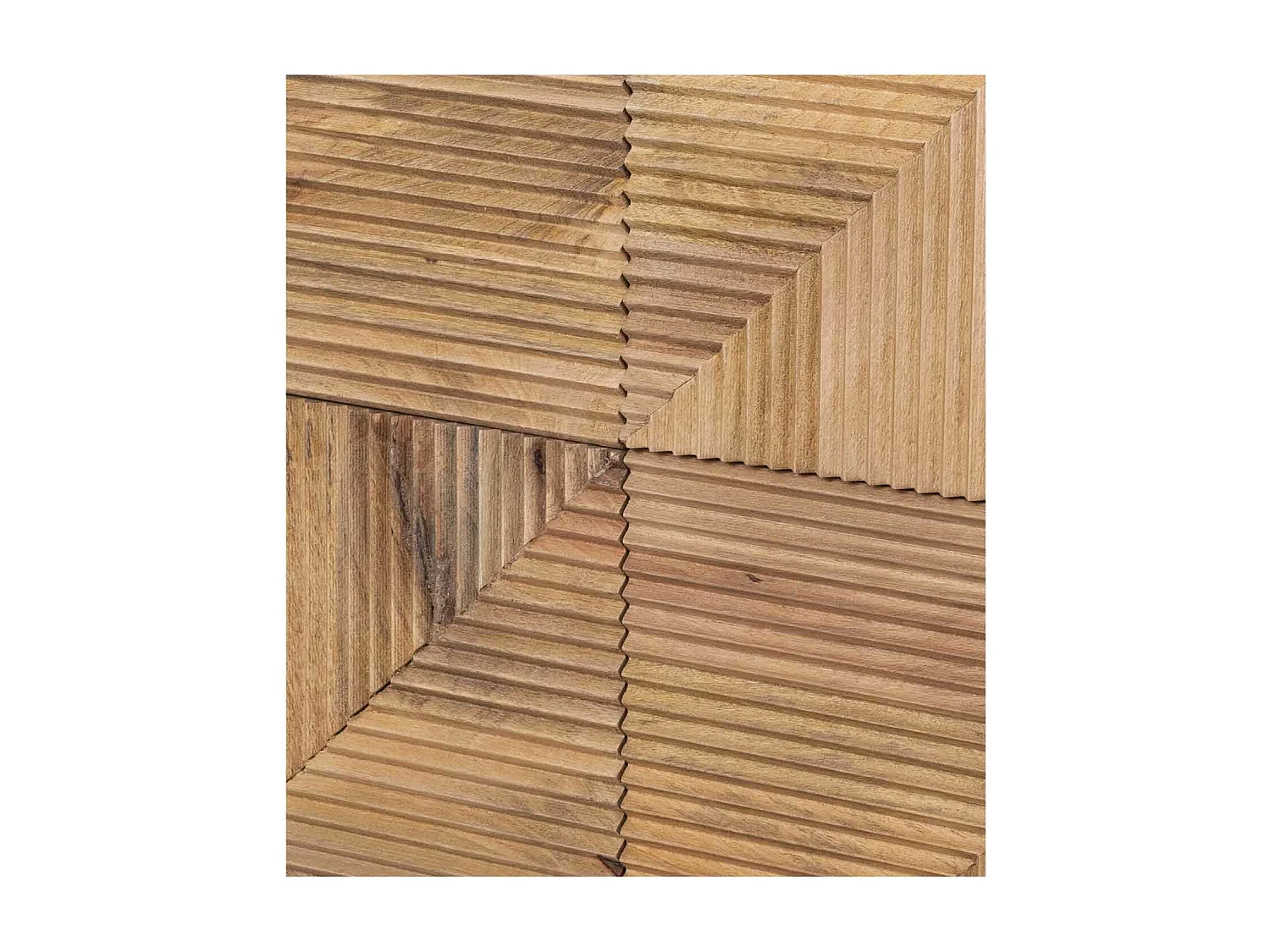 Buffet haut bois sculpté motif géométrique 4P | Manguier Maglan