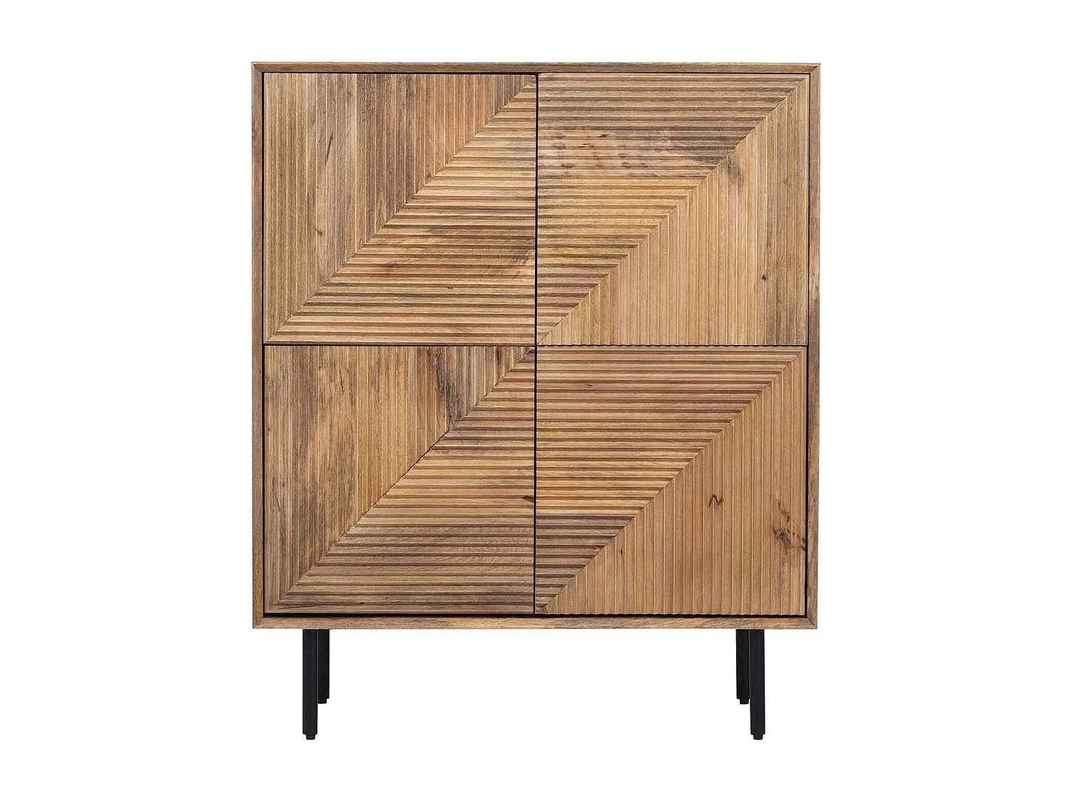 Buffet haut bois sculpté motif géométrique 4P | Manguier Maglan