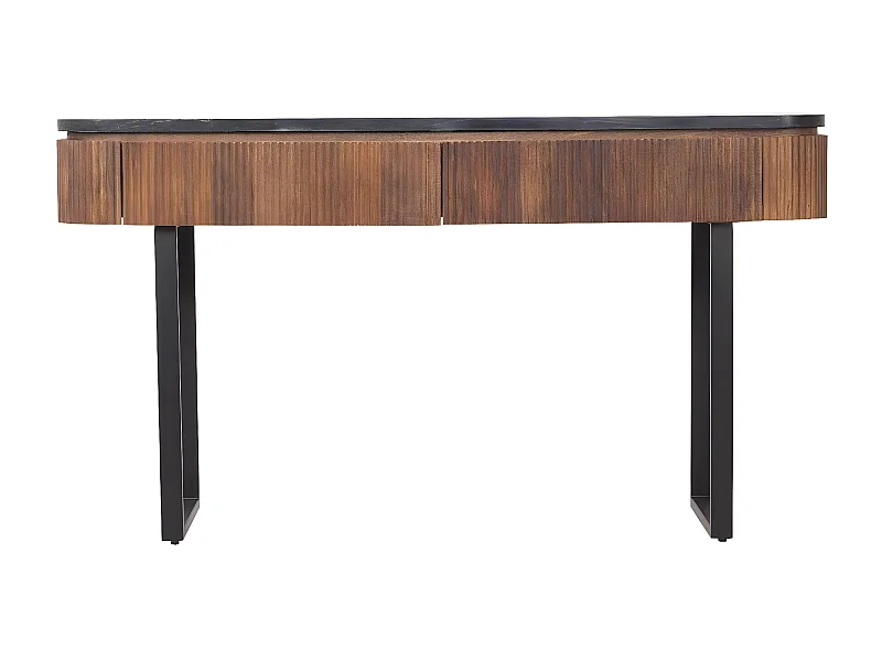 Console bois plateau marbre noir | Manguier Kfir