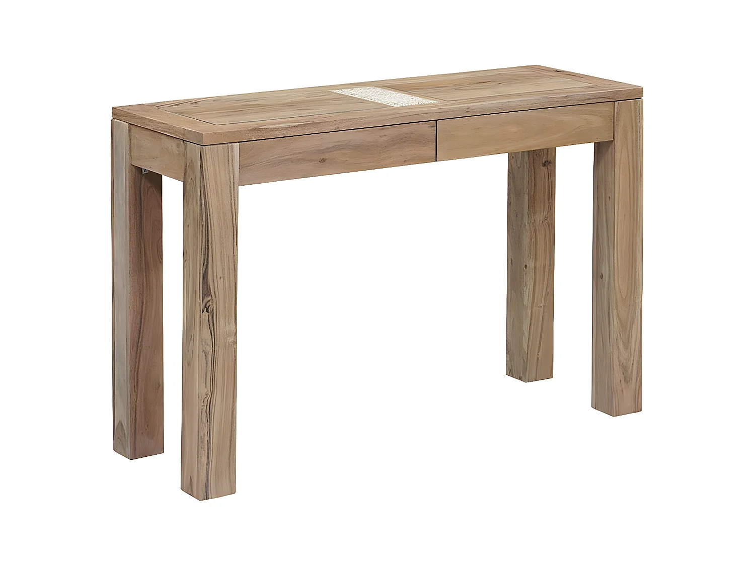 Console bois nature plateau cannage | Acacia Tatoo II