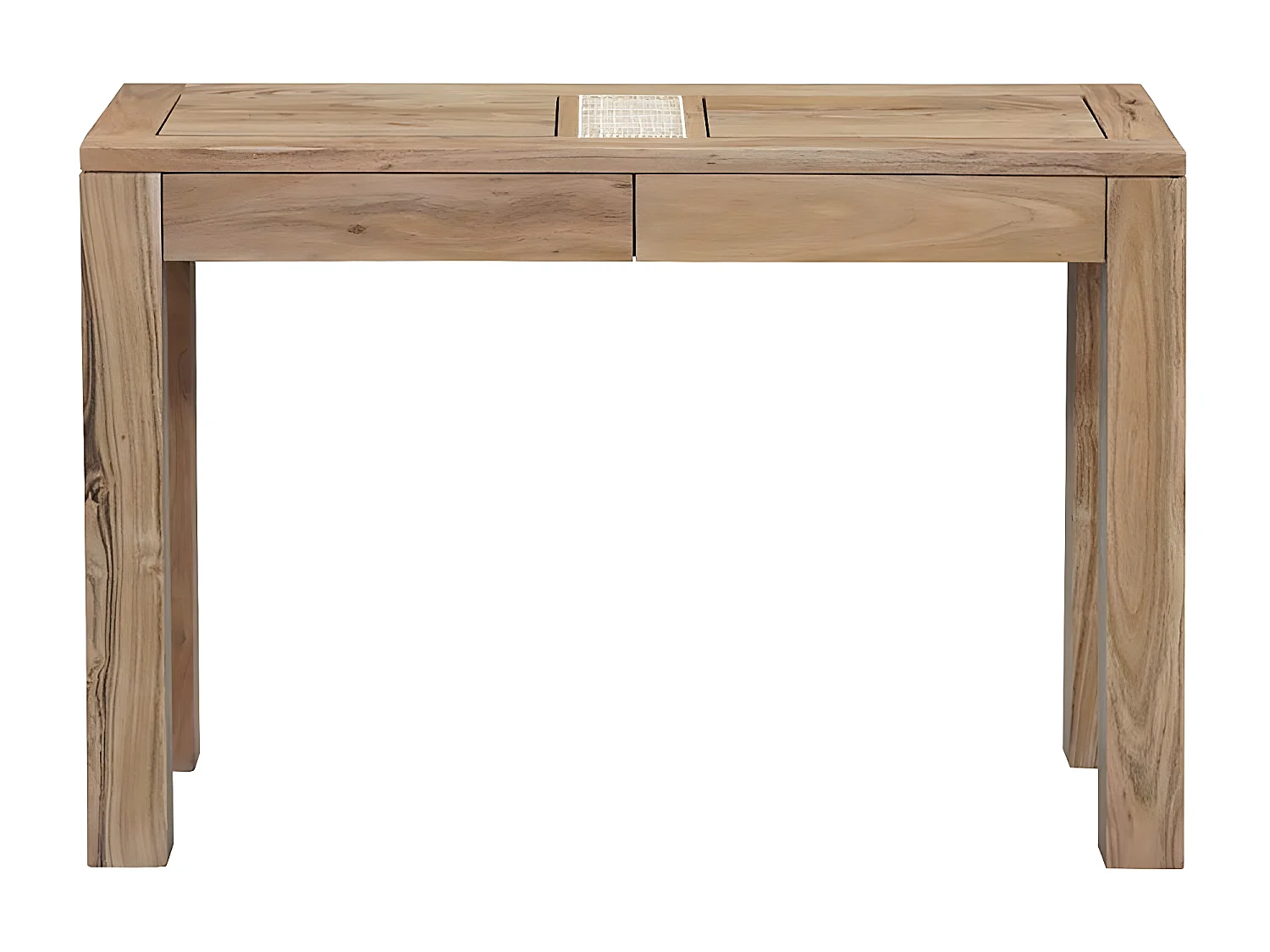 Console bois nature plateau cannage | Acacia Tatoo II
