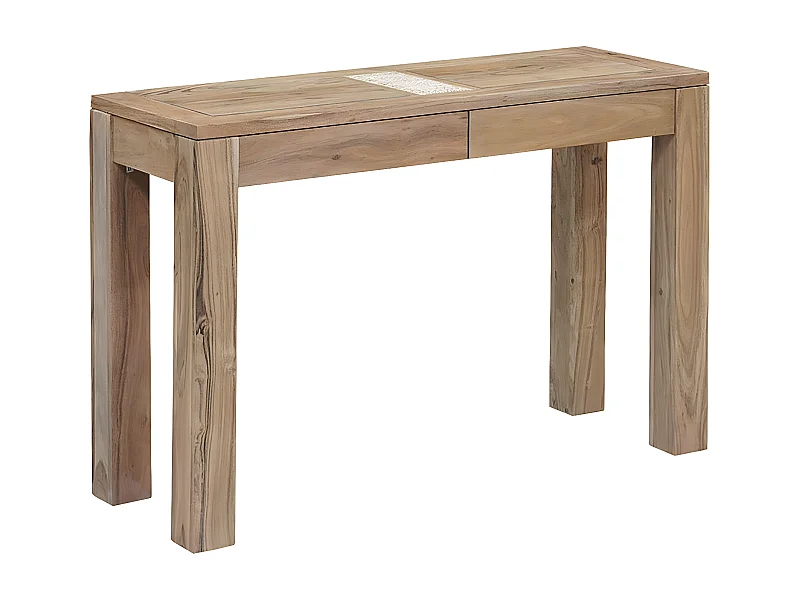 Console bois nature plateau cannage | Acacia Tatoo II