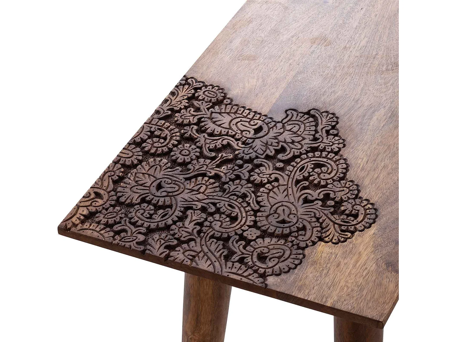 Console plateau sculpté bois massif | Manguier Adir