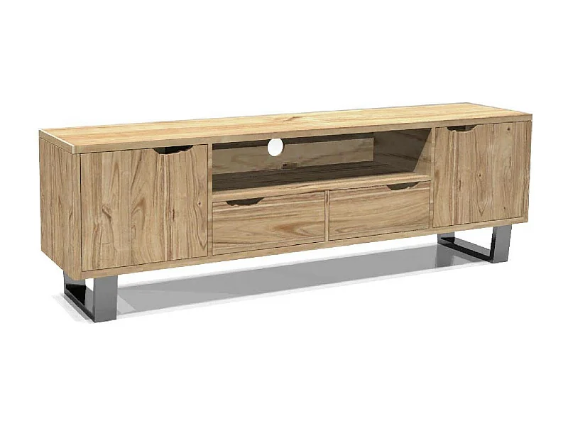 Meuble TV 2 portes 2 tiroirs en acacia massif | Acacia Forest