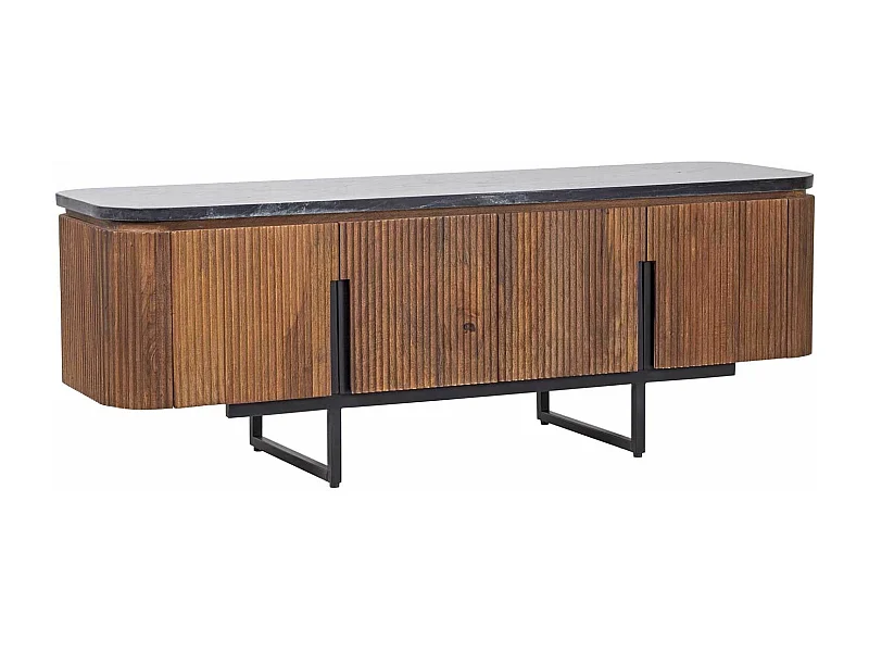 Meuble TV plateau marbre noir | Manguier Kfir