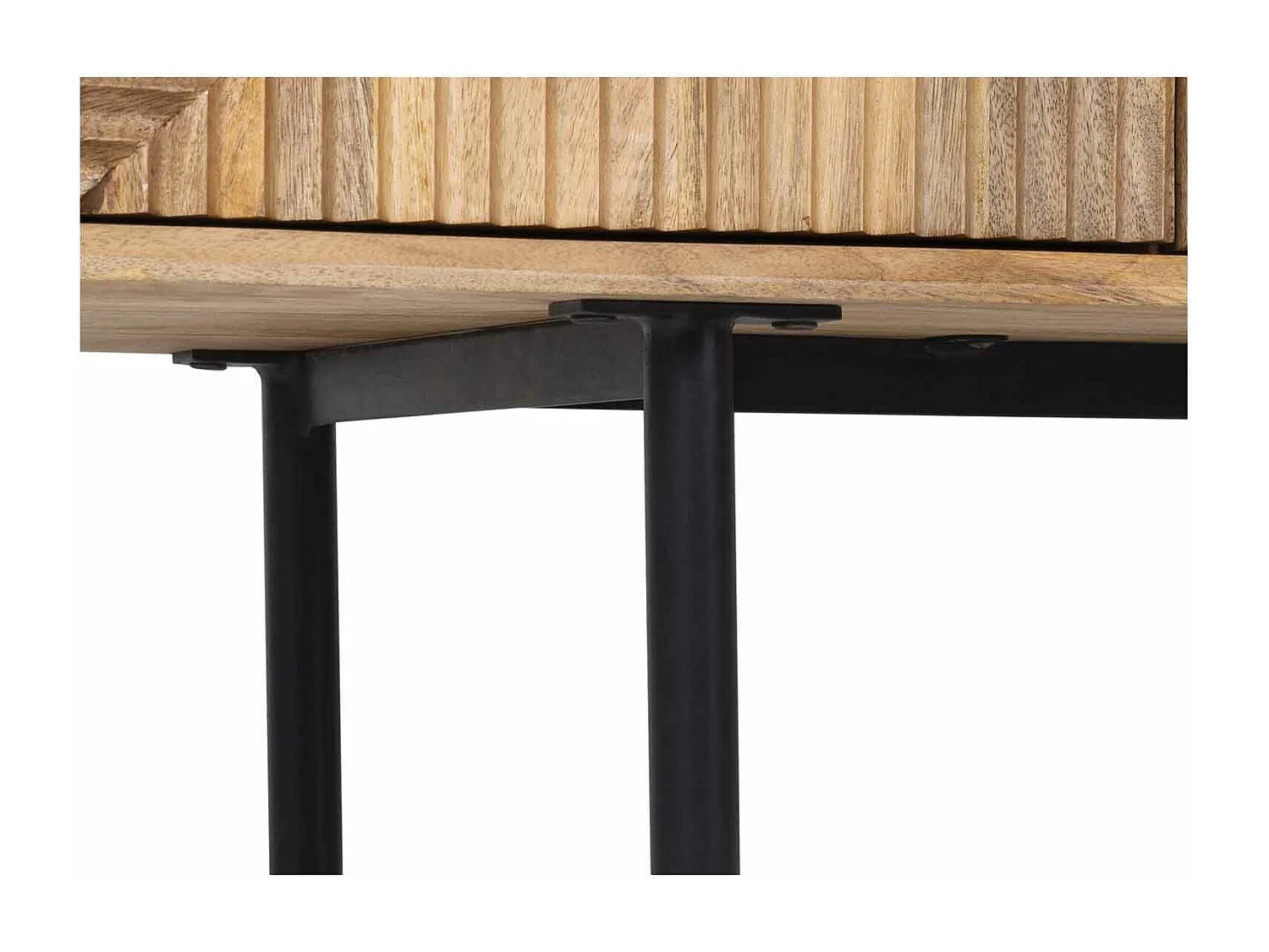 Meuble Tv bois sculpté motif géométrique 4P | Manguier Maglan