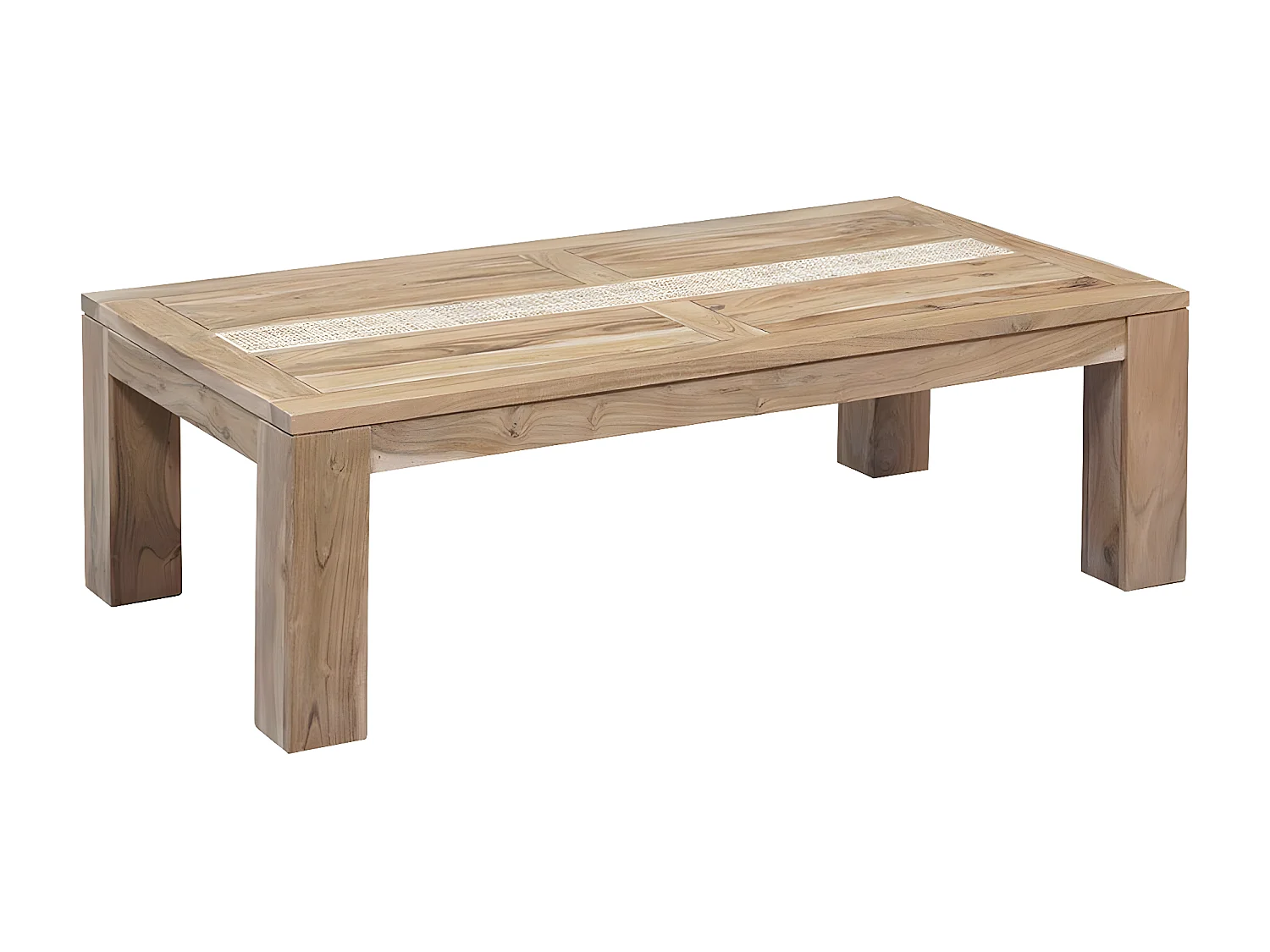Table basse rectangulaire extensible plateau cannage | Acacia Tatoo II