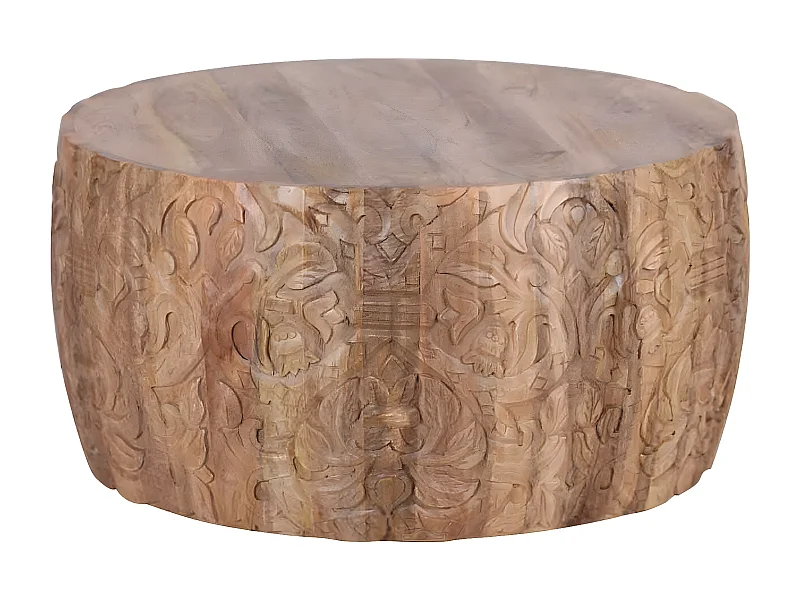 Table basse ronde sculptée | Offre M&M