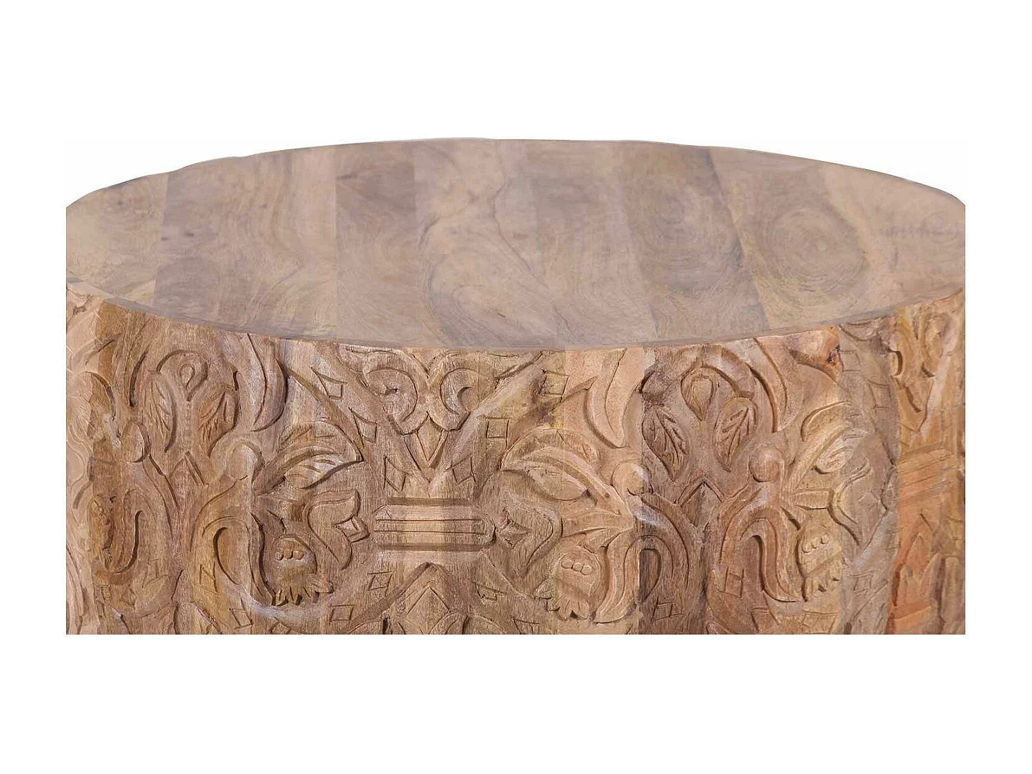 Table basse ronde sculptée | Offre M&M