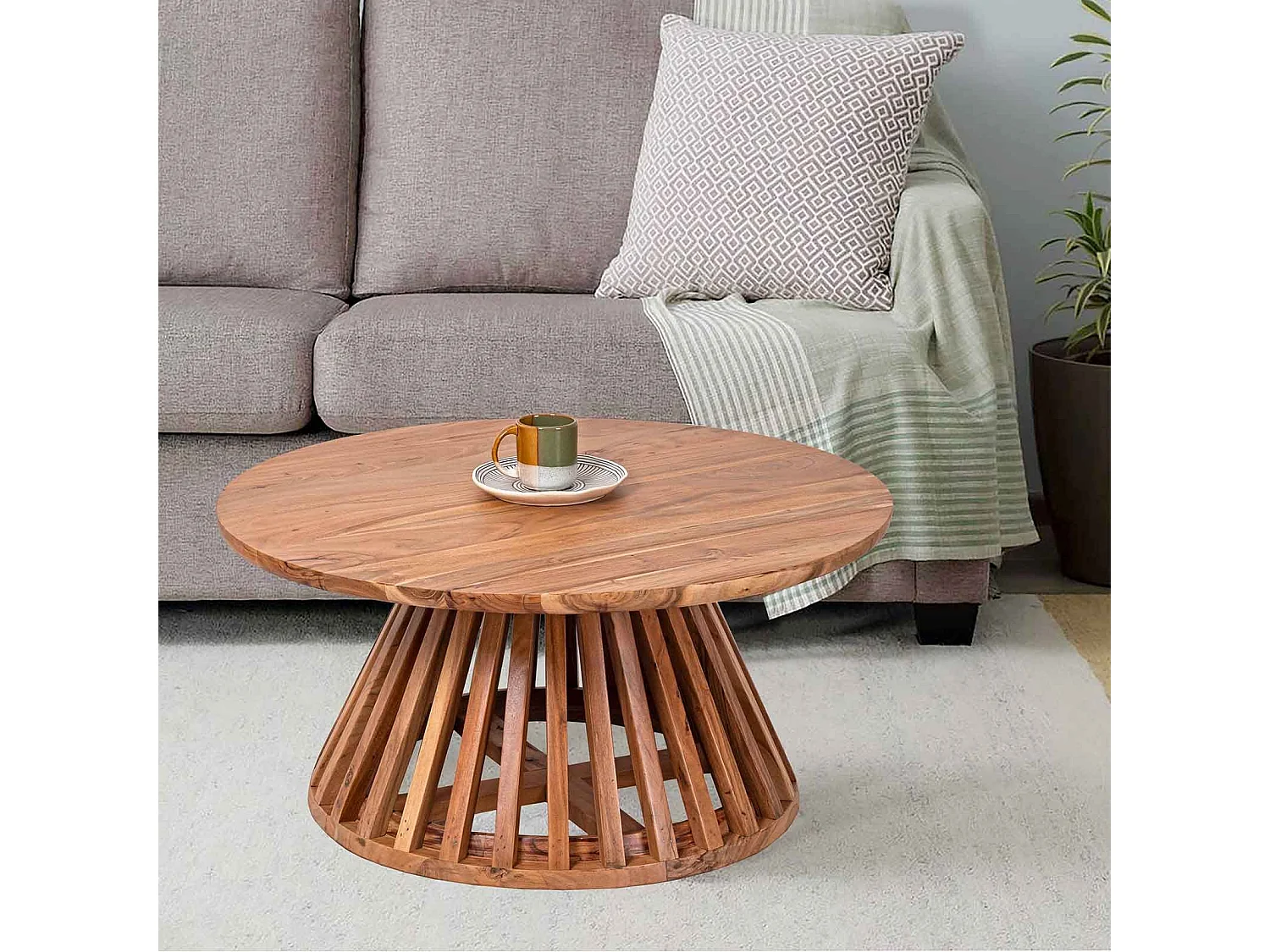 Table basse ronde bois massif | Acacia Kfir