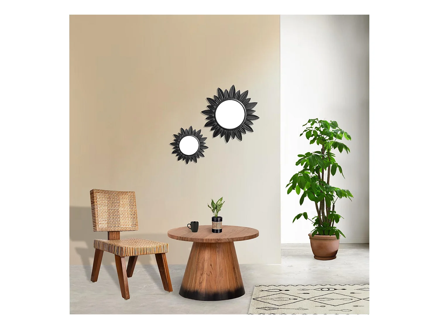 Table basse bois ronde 70 cm | Acacia Dimona