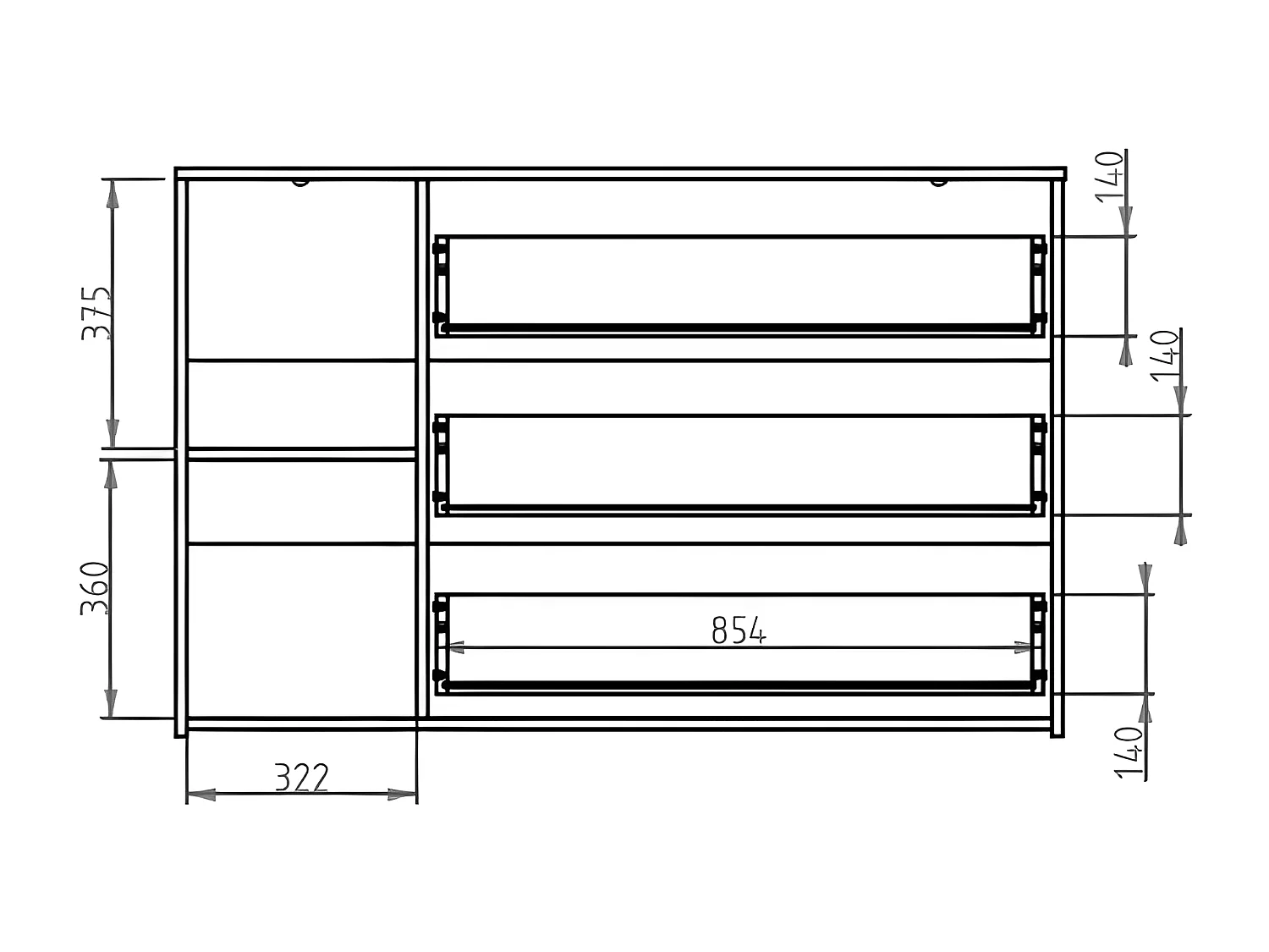 Commode 3 tiroirs et 1 porte - Noir et Naturel - TUNALO