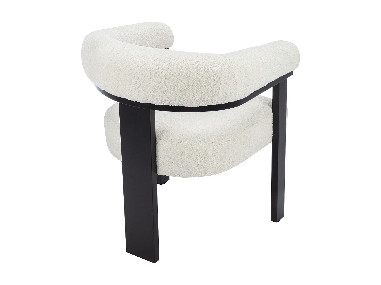 Lot de 2 chaises avec accoudoirs en tissu bouclette et bois d'hévéa noir - Blanc - LIVELIA de Pascal MORABITO