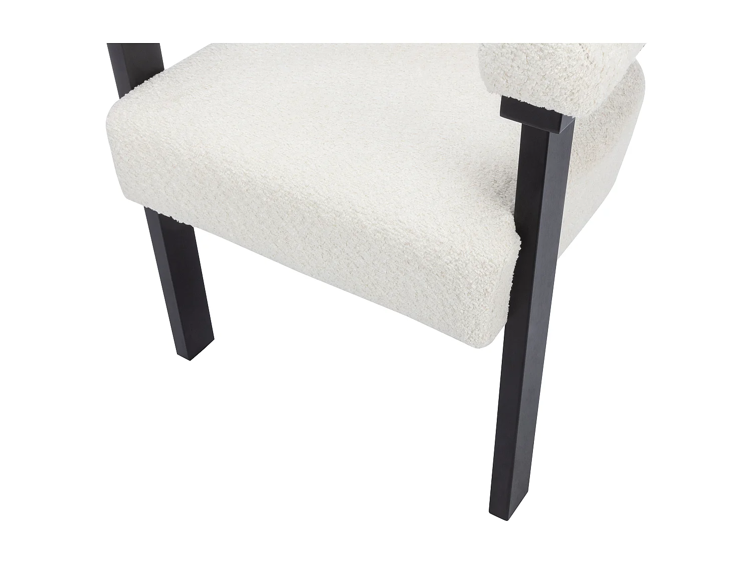 Lot de 2 chaises avec accoudoirs en tissu bouclette et bois d'hévéa noir - Blanc - LIVELIA de Pascal MORABITO