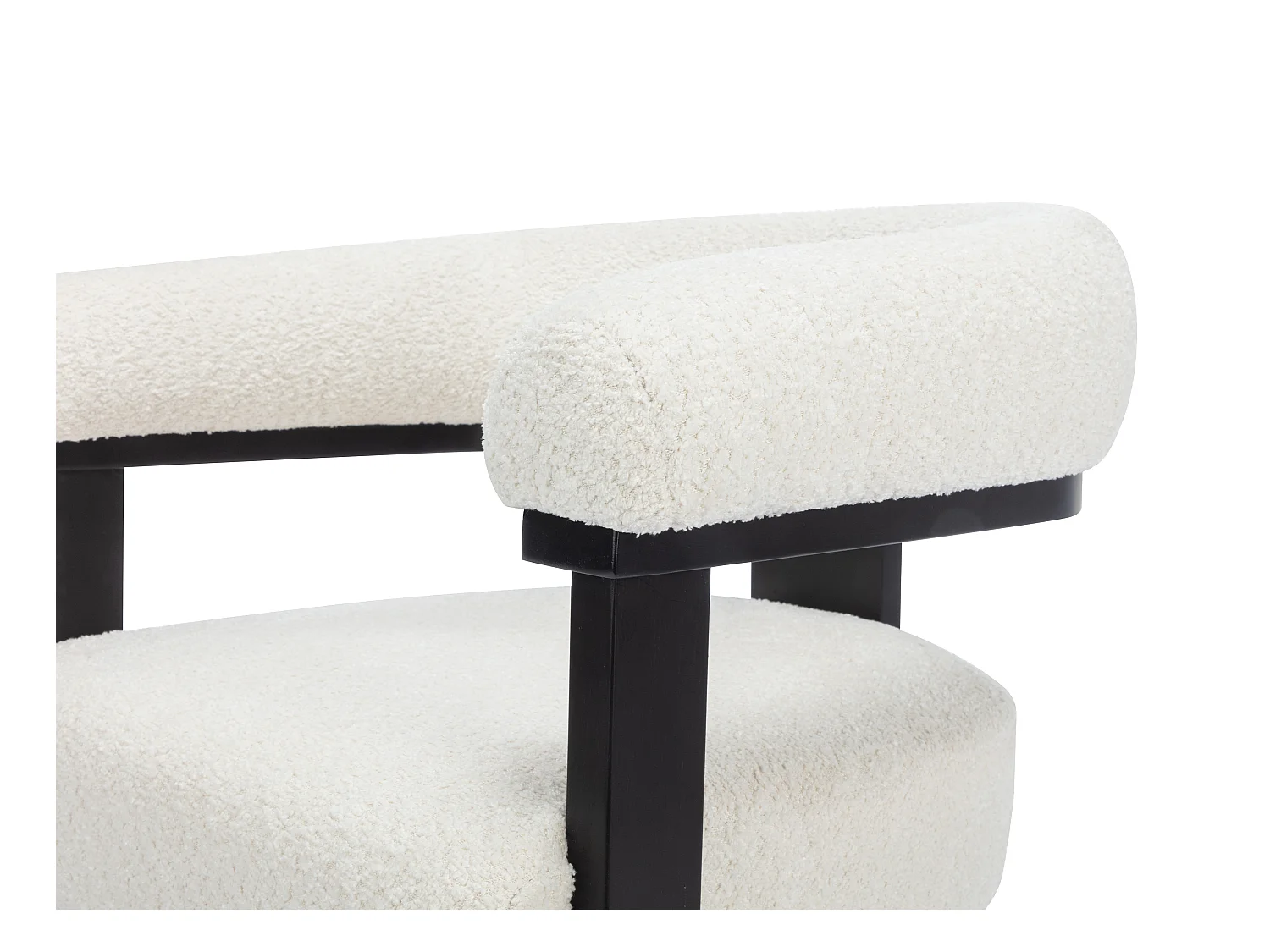 Sæt med 2 stole med armlæn i hvidt bouclé stof og sort gummitræ LIVELIA af Pascal Morabito