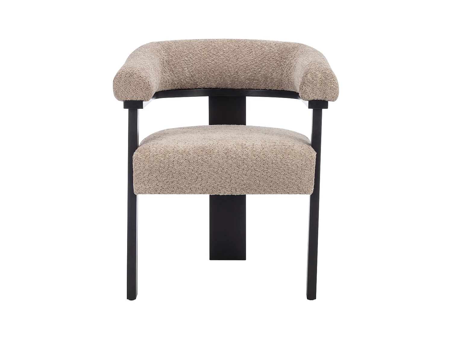 Lote de 6 sillas con reposabrazos en tejido bouclé y madera de hevea - Topo y negro - LIVELIA