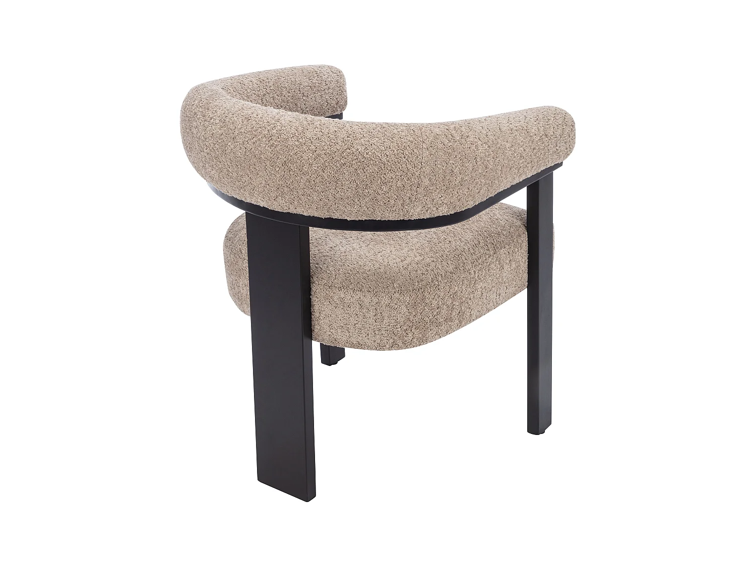 Lote de 6 sillas con reposabrazos en tejido bouclé y madera de hevea - Topo y negro - LIVELIA