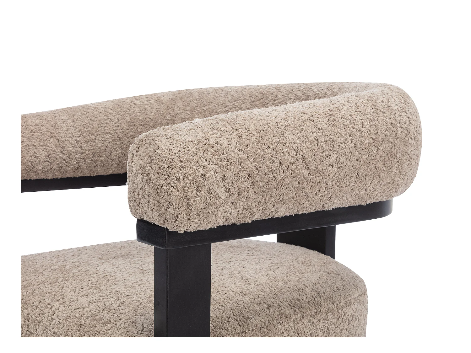 Lote de 6 sillas con reposabrazos en tejido bouclé y madera de hevea - Topo y negro - LIVELIA