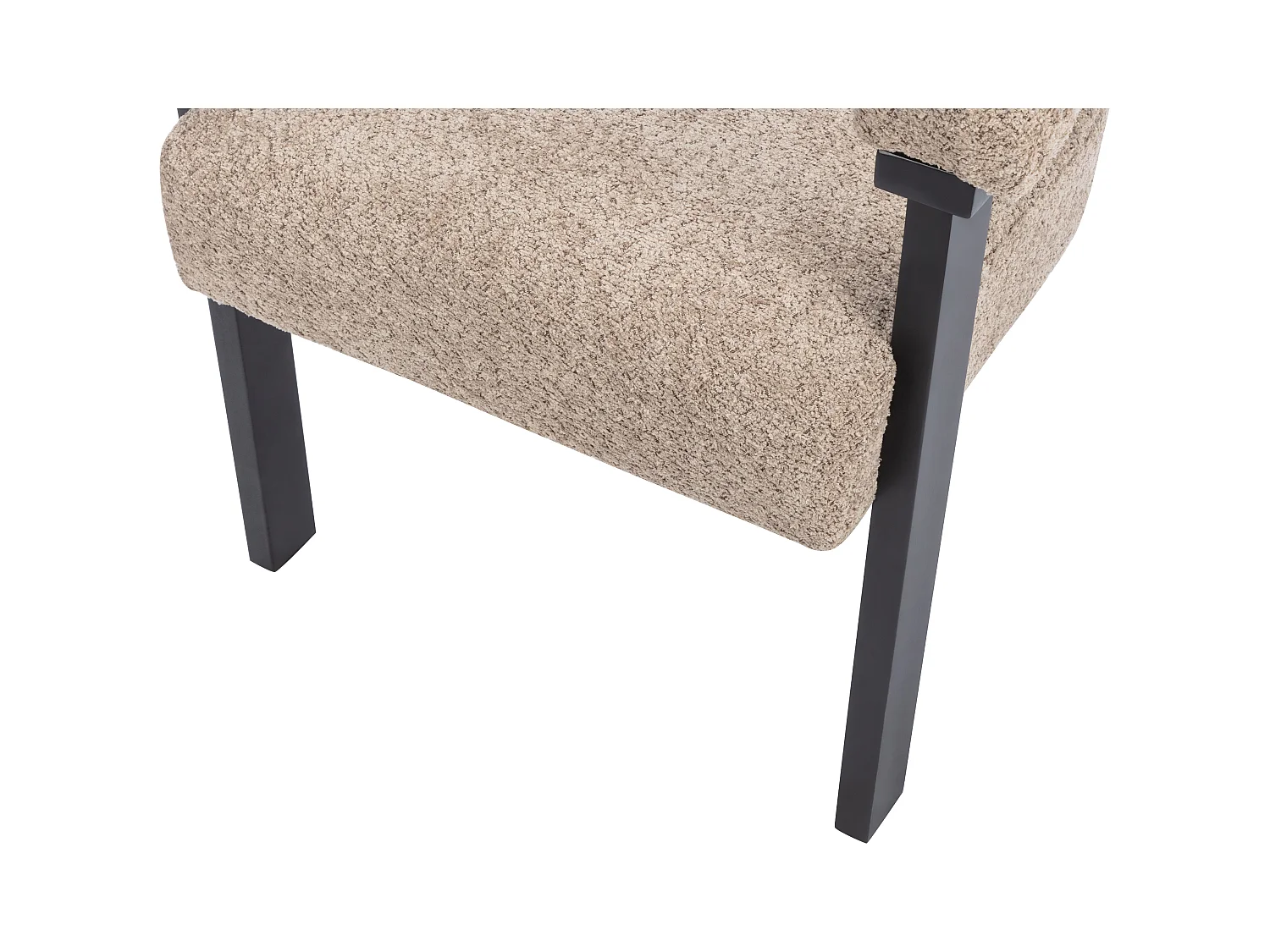 Lote de 6 sillas con reposabrazos en tejido bouclé y madera de hevea - Topo y negro - LIVELIA