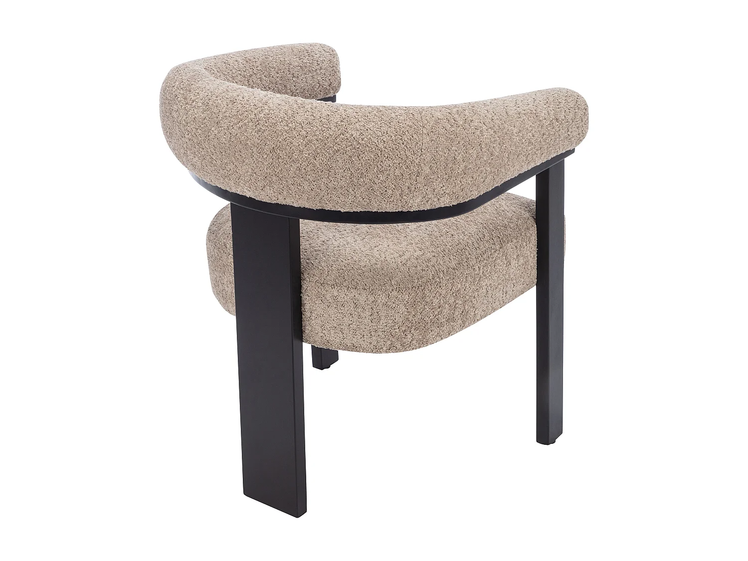 Lot de 2 chaises avec accoudoirs en tissu bouclette et bois d'hévéa noir - Taupe - LIVELIA de Pascal MORABITO