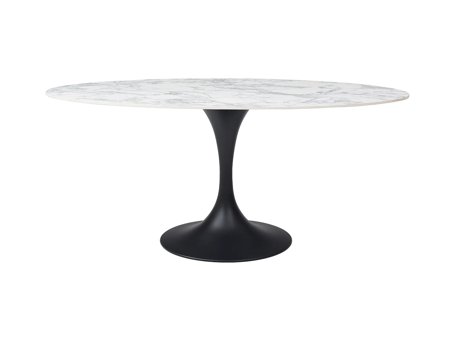 Mesa de comedor para 8 personas de cerámica y metal negro - Efecto mármol blanco - ELVA de Maison Céphy