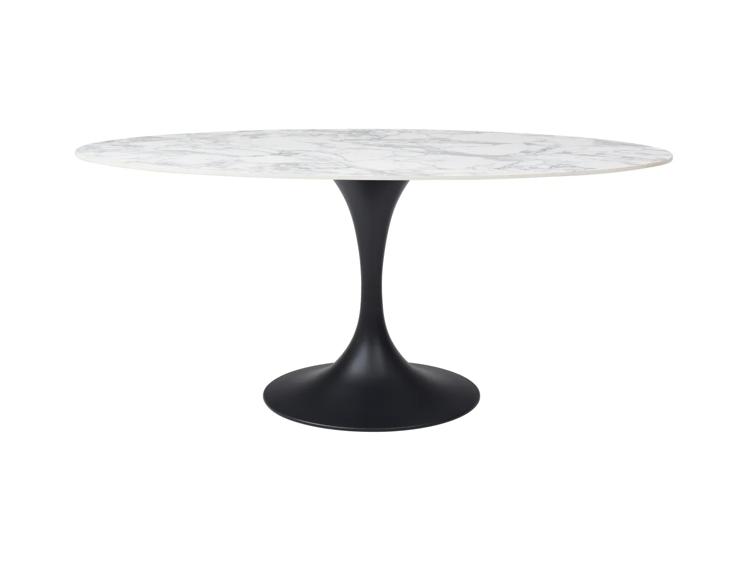 Mesa de comedor para 8 personas de cerámica y metal negro - Efecto mármol blanco - ELVA de Maison Céphy