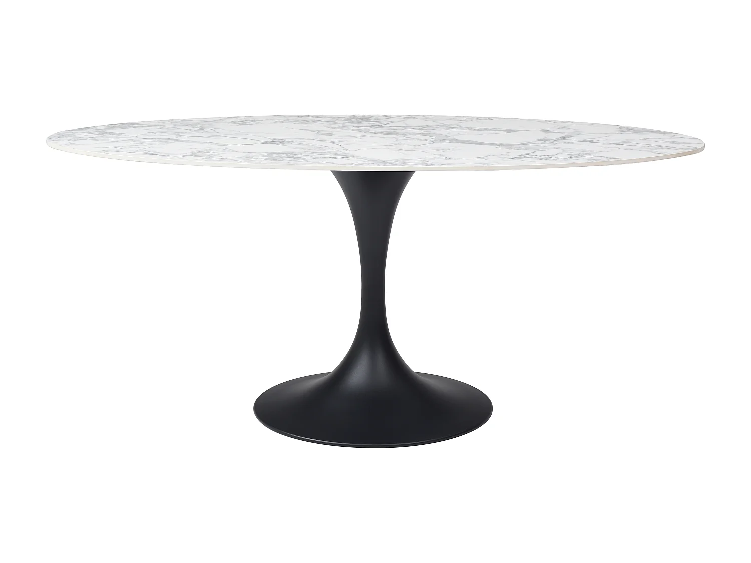 Table à manger 8 personnes en céramique et métal noir - Effet marbre blanc - ELVA de Maison Céphy