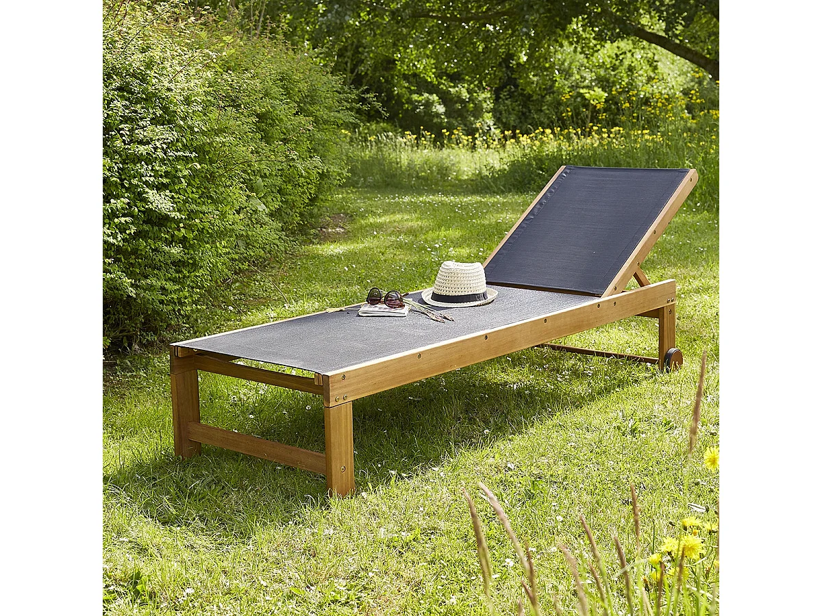 Set di 2 lettini in acacia FSC e textilene