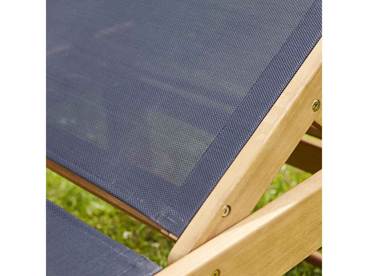 Set di 2 lettini in acacia FSC e textilene