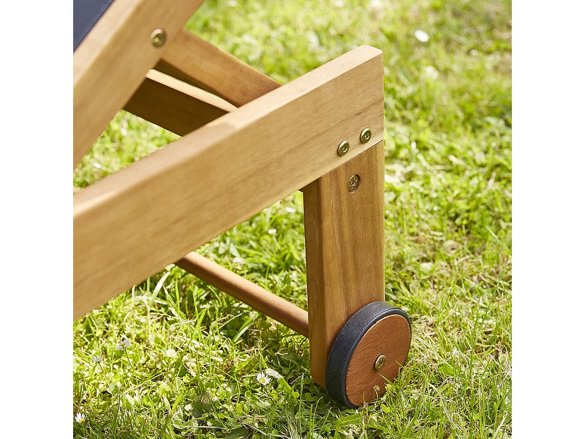 Set di 2 lettini in acacia FSC e textilene