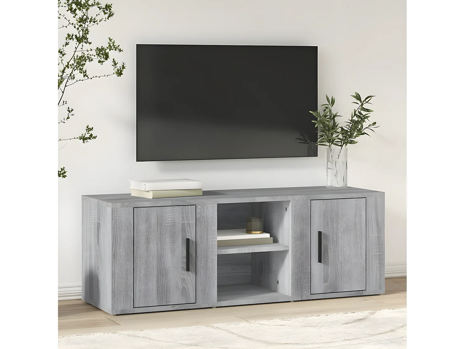 Meuble TV Sonoma gris 100x31,5x35 cm Bois d'ingénierie