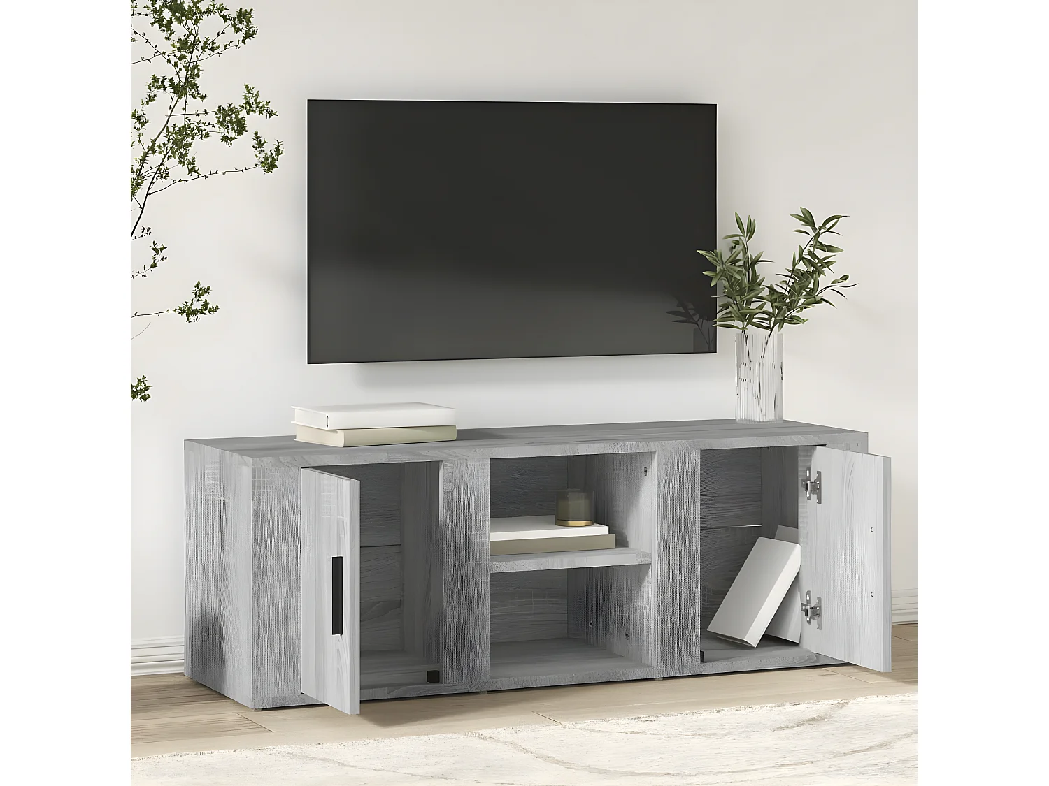 Meuble TV Sonoma gris 100x31,5x35 cm Bois d'ingénierie