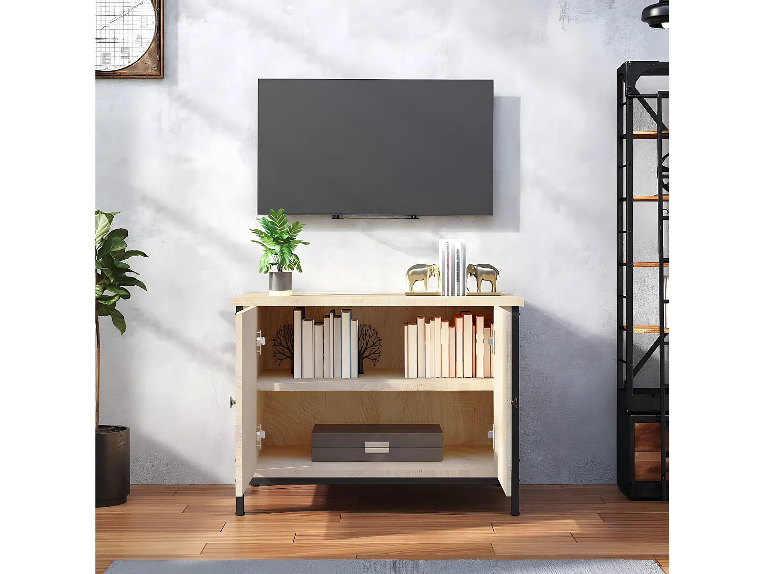 Móvel TV c/ portas 60x35x45 cm deriv. madeira carvalho sonoma