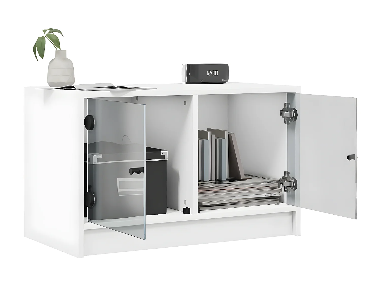 Tv-meubel met glazen deuren 68x37x42 cm wit