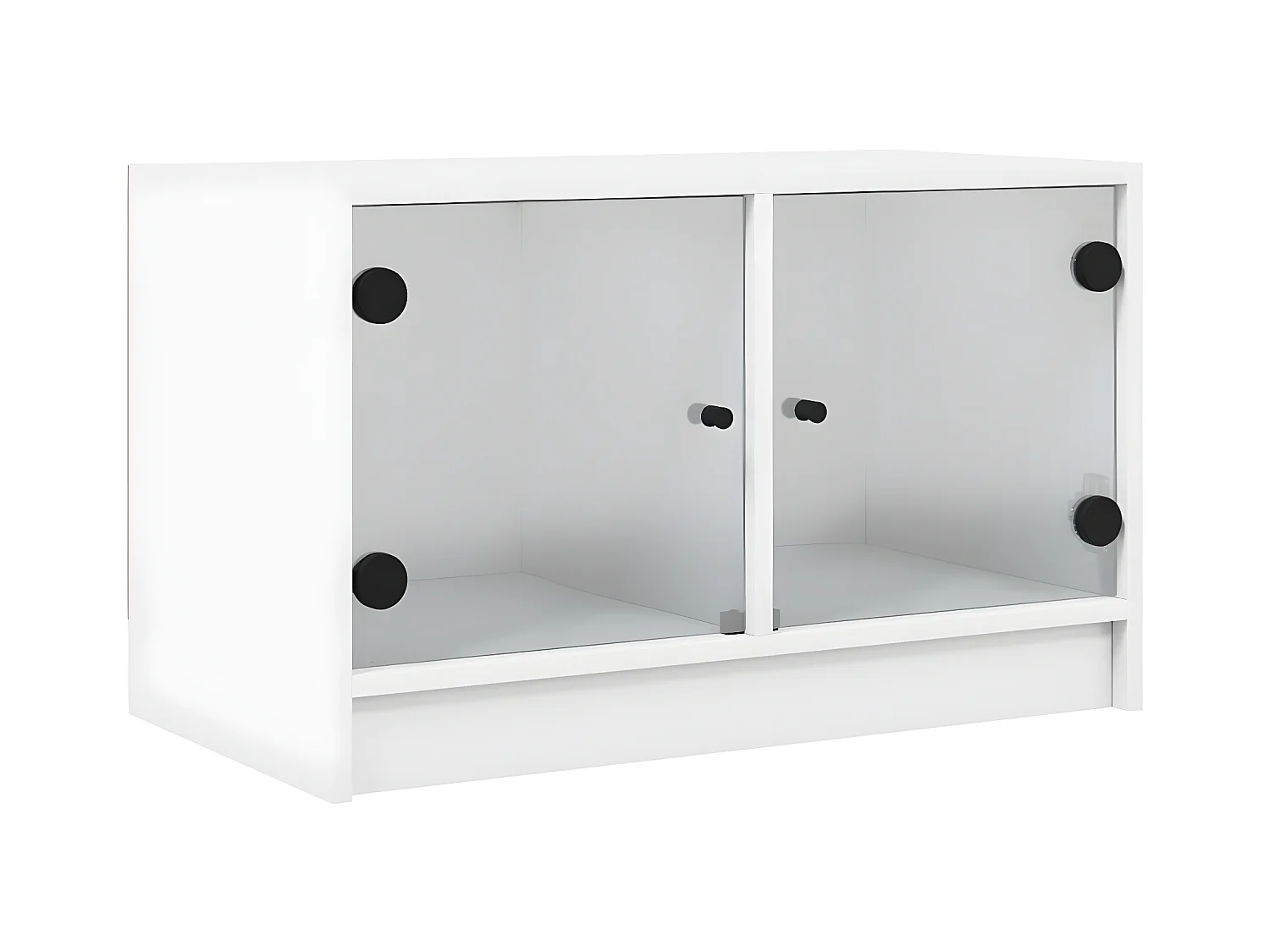 Meuble TV avec portes en verre blanc 68x37x42 cm