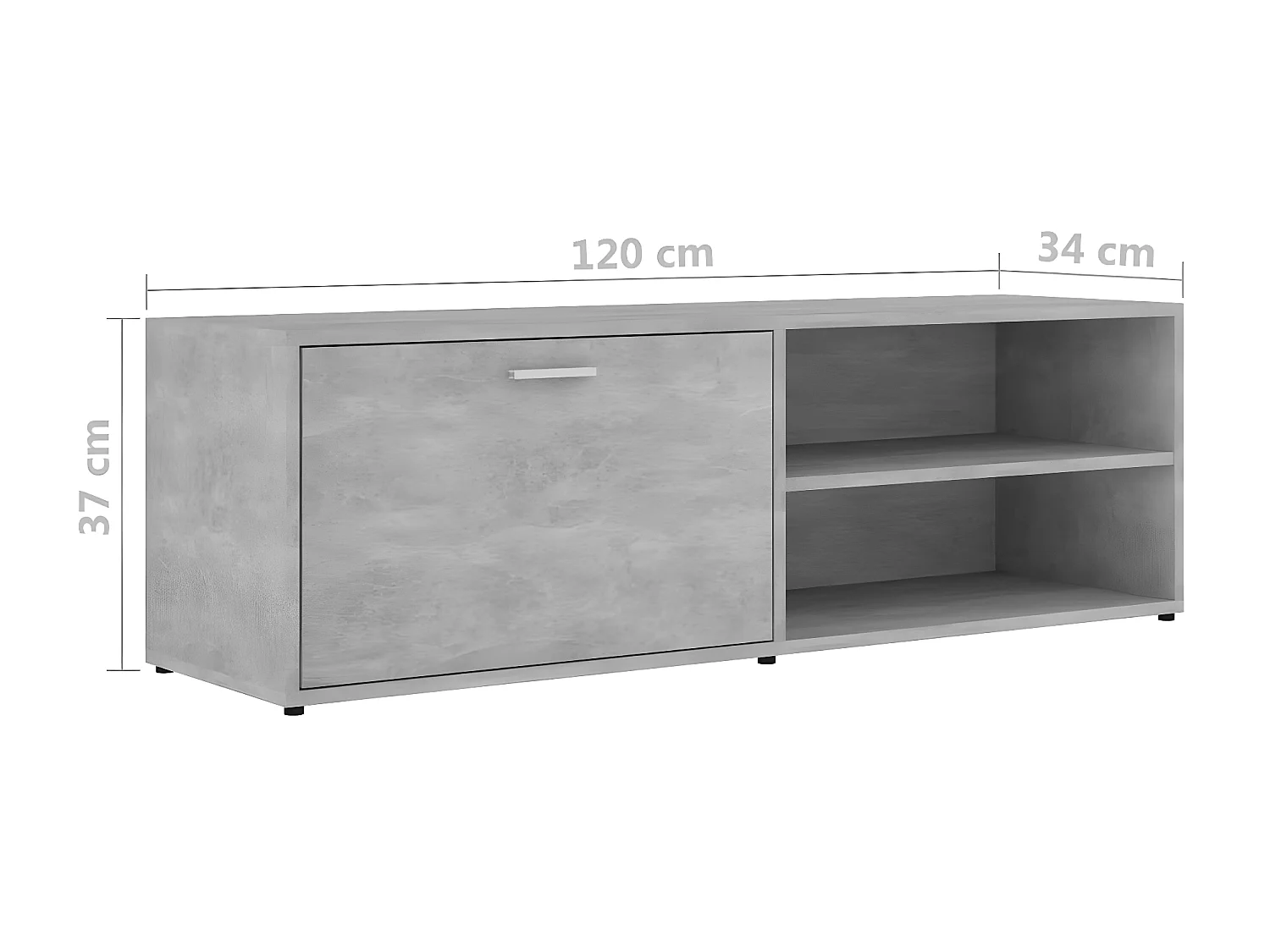 Tv-meubel 120x34x37 cm bewerkt hout betongrijs