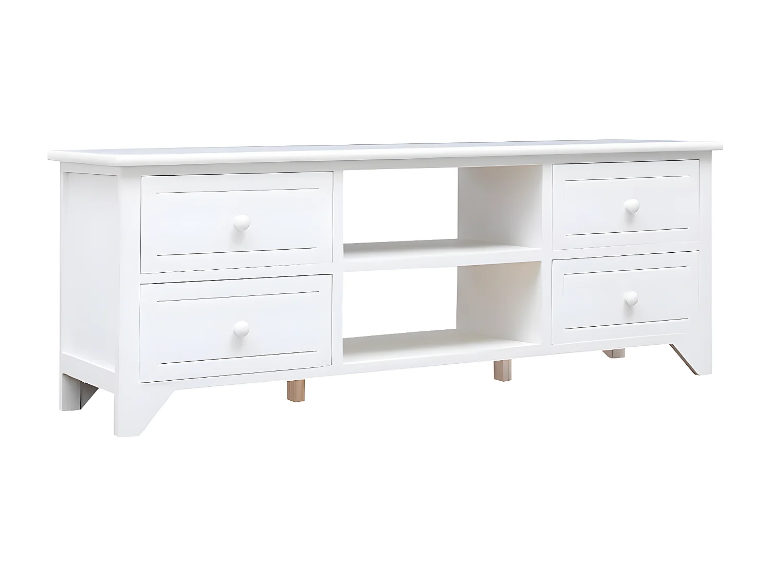 Mueble para TV madera maciza de paulownia blanco 108x30x40 cm