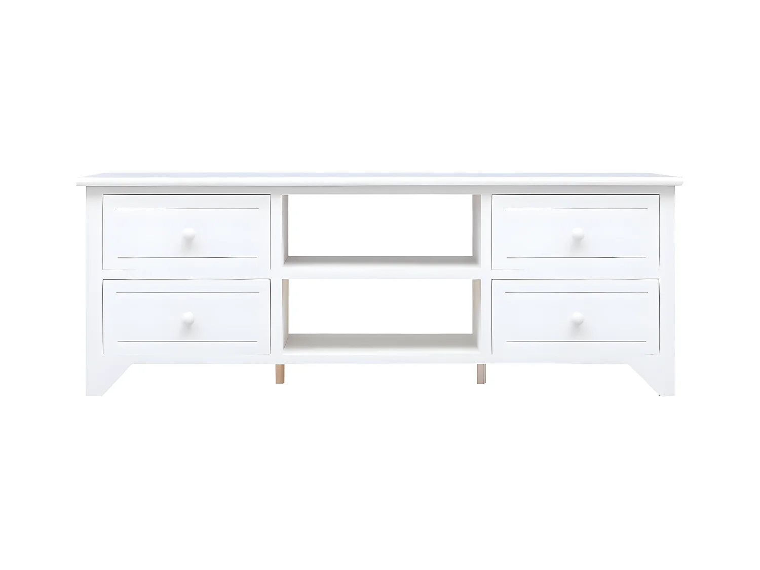 Meuble TV Blanc 108x30x40 cm Bois de Paulownia solide