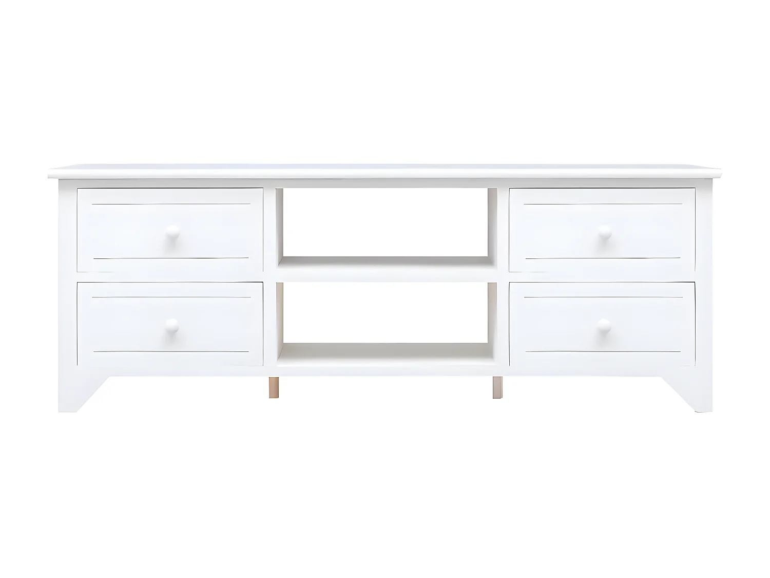 Mueble para TV madera maciza de paulownia blanco 108x30x40 cm