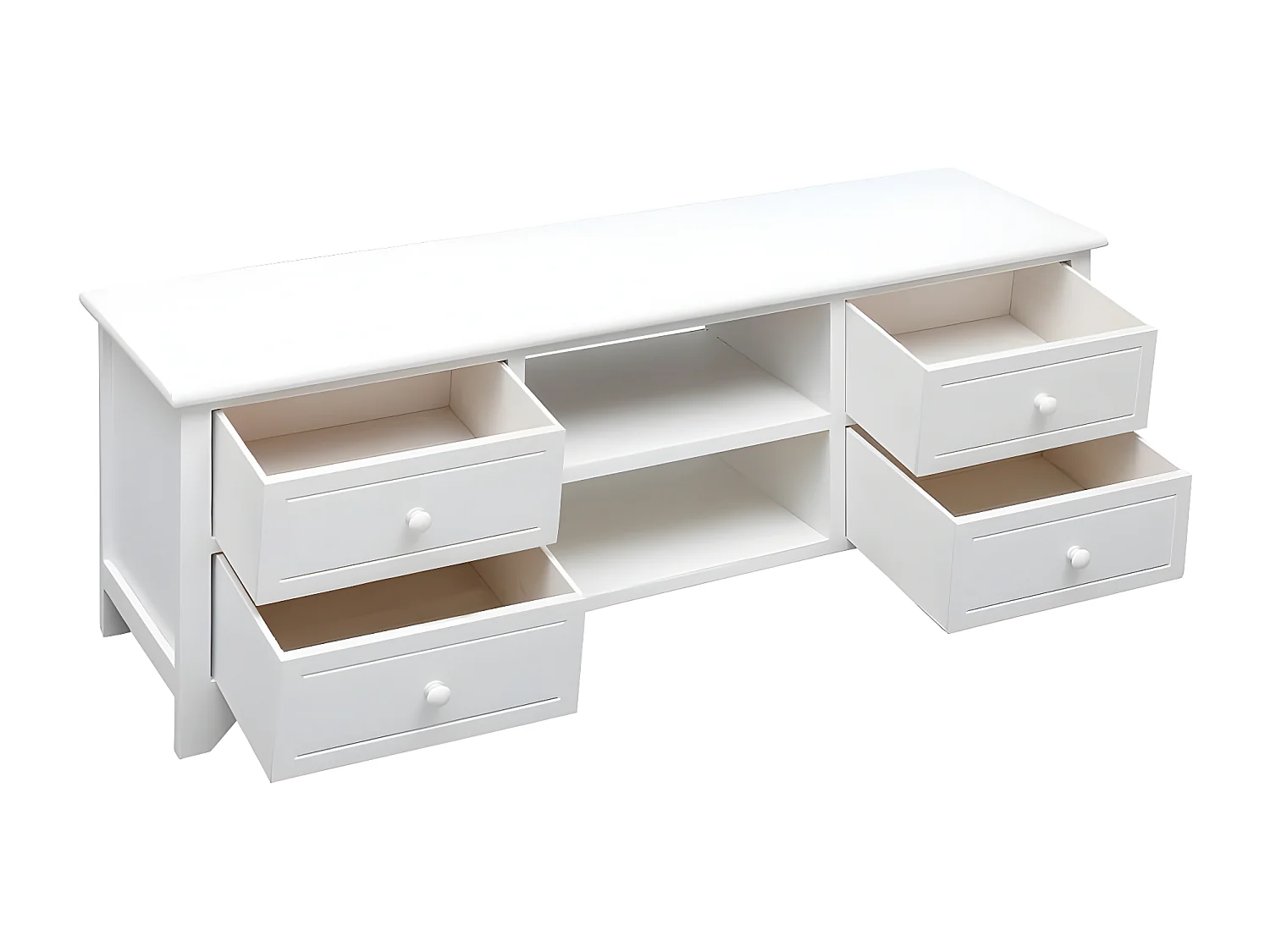 Mueble para TV madera maciza de paulownia blanco 108x30x40 cm