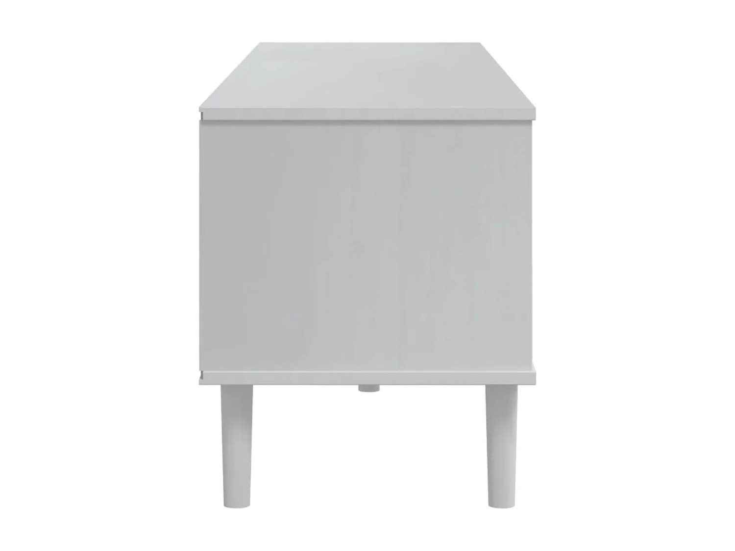 Meuble TV SENJA aspect rotin blanc 158x40x49cm bois massif pin