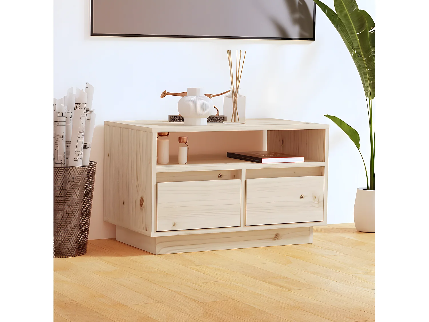 Meuble TV 60x35x37 cm Bois de pin massif