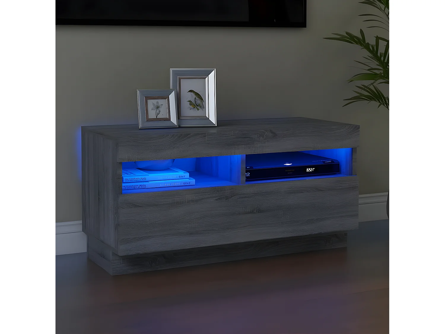 Meuble TV avec lumières LED sonoma gris 80x35x40 cm