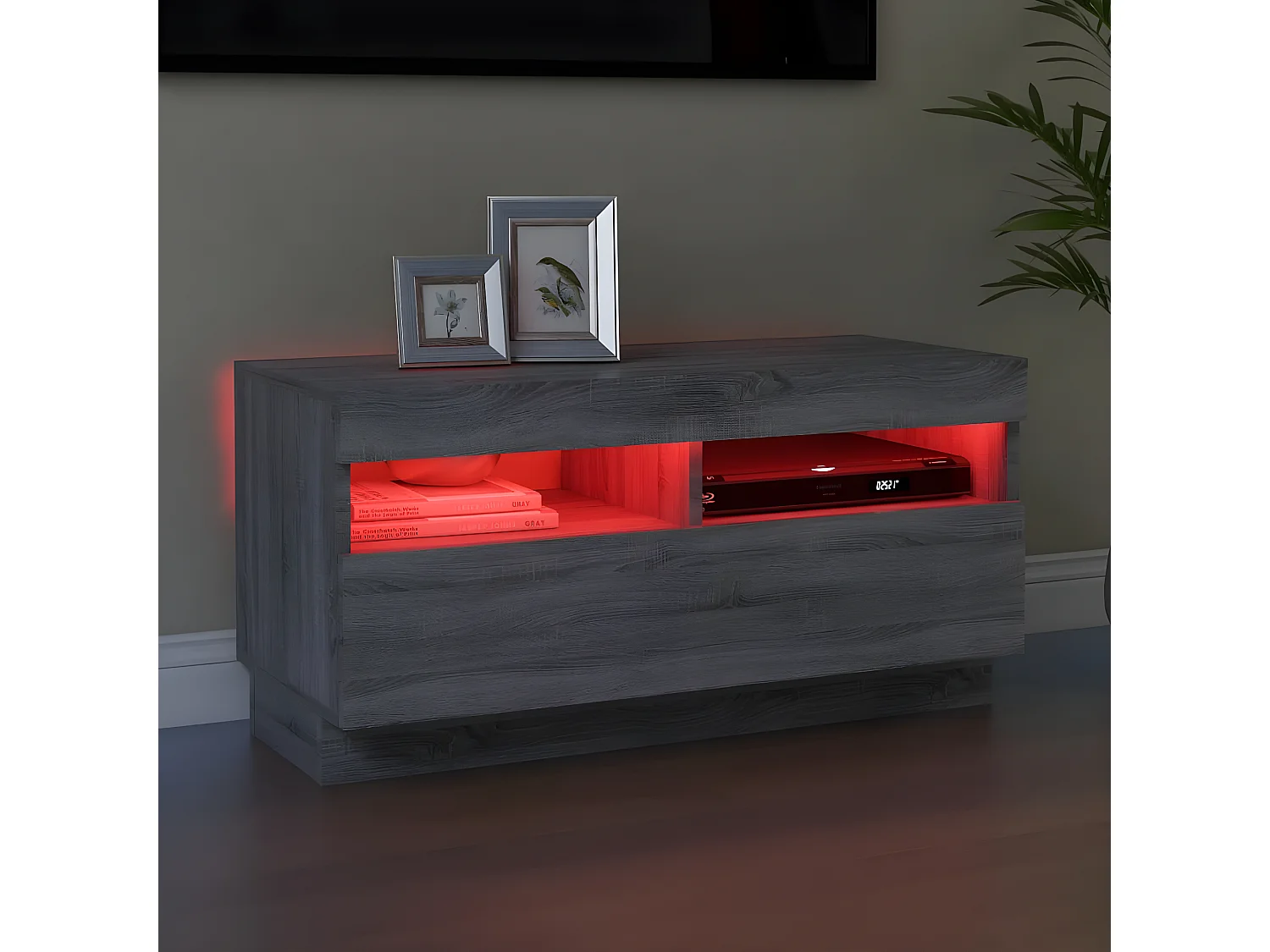 Meuble TV avec lumières LED sonoma gris 80x35x40 cm