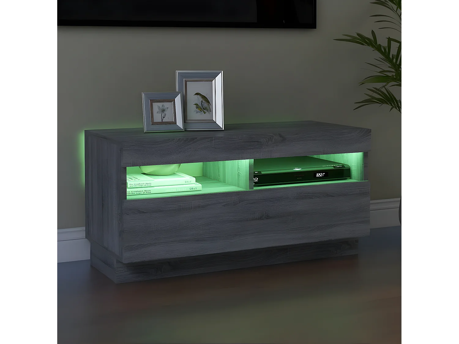 Meuble TV avec lumières LED sonoma gris 80x35x40 cm