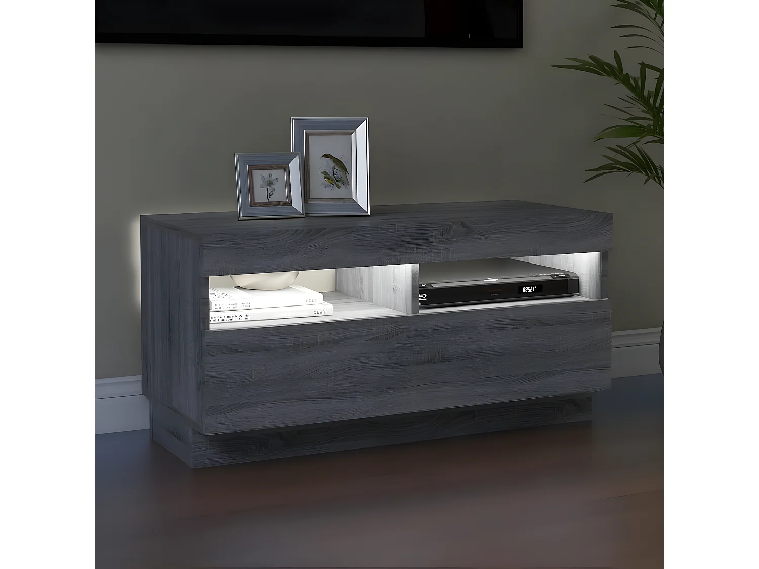 Meuble TV avec lumières LED sonoma gris 80x35x40 cm