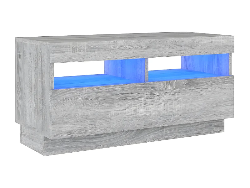 Móvel de TV com luzes LED 80x35x40 cm sonoma cinzento